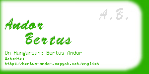 andor bertus business card